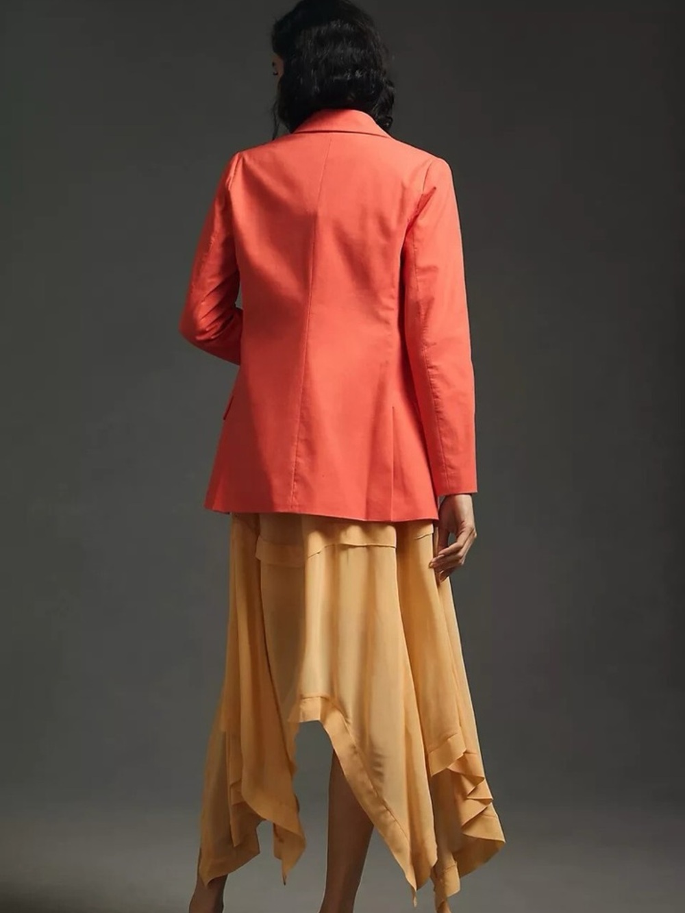 ANTHROPOLOGIE DOLAN LINEN BOYFRIEND DOUBLE BREASTED BLAZER  COAT CORAL Sz M NWOT - Picture 3 of 15
